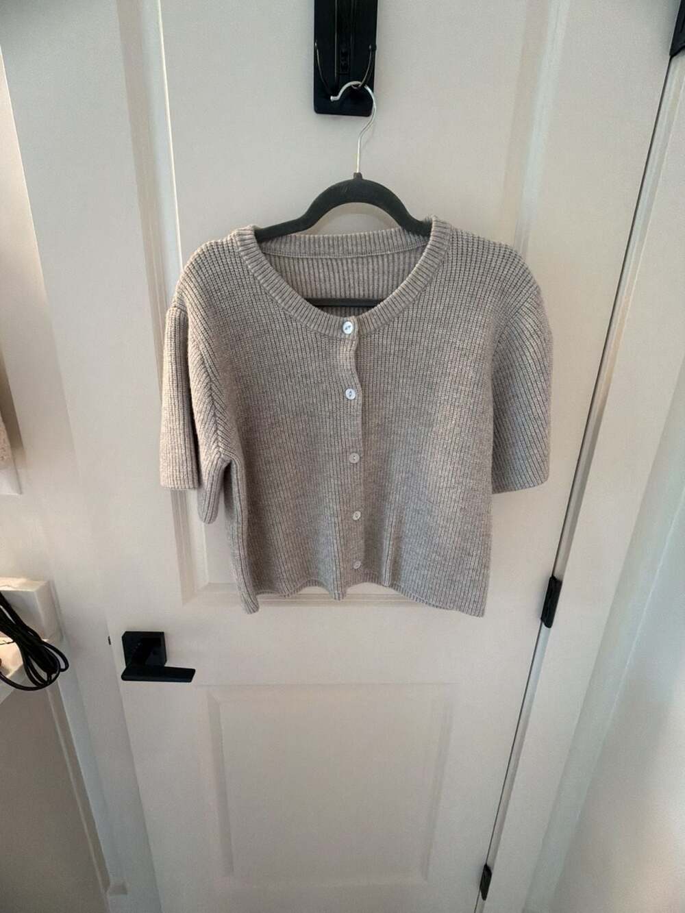 Unbranded Ribbed Knit Short Sleeve Button-Up Cardigan Sweater
